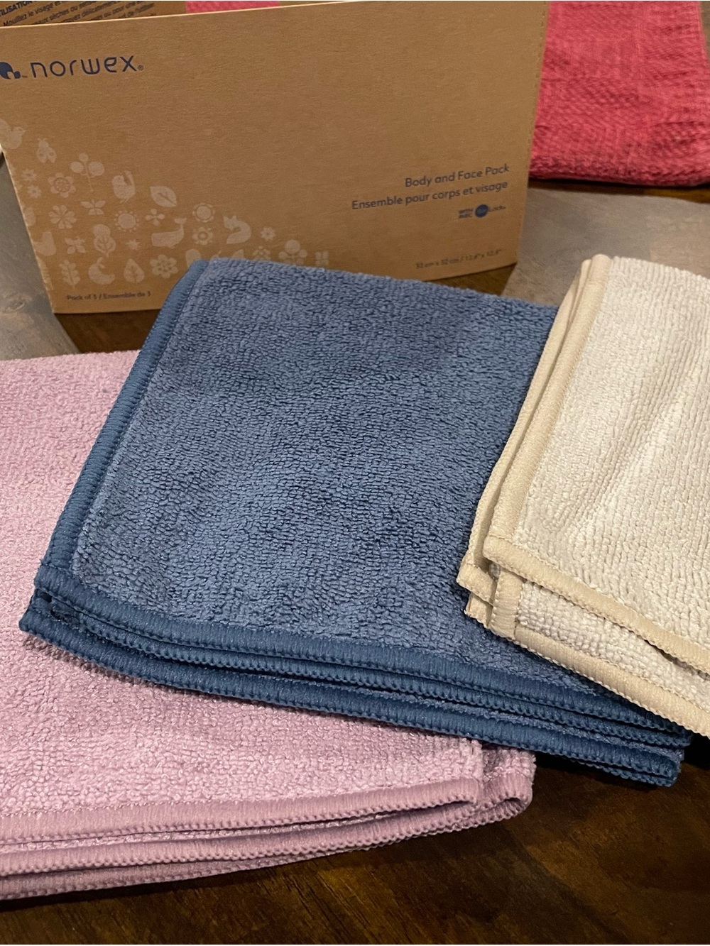 Norwex Microfiber Face & Body Towels in Blue, Pink, Cream